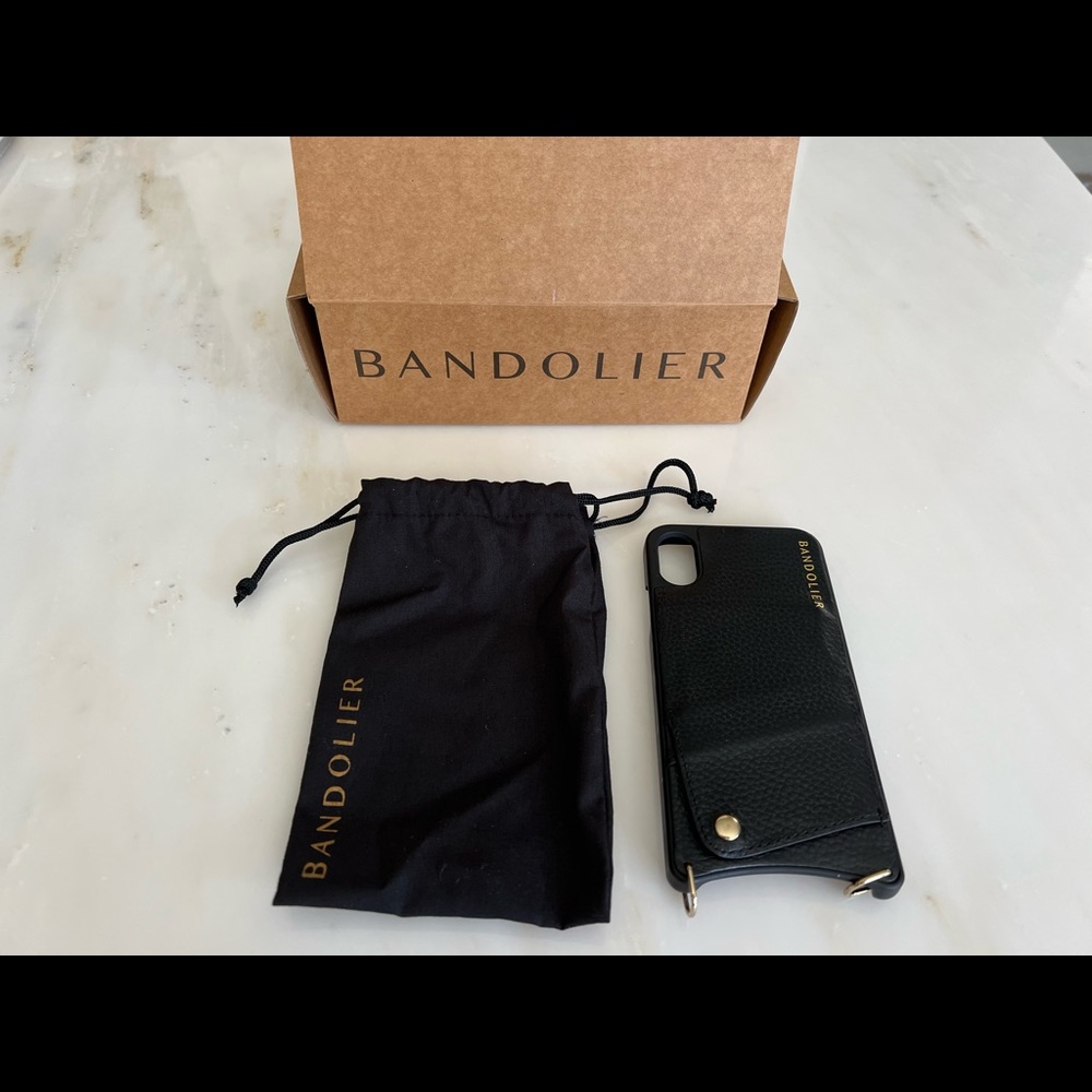 Bandolier iPhone XS case Emma pebble leather black